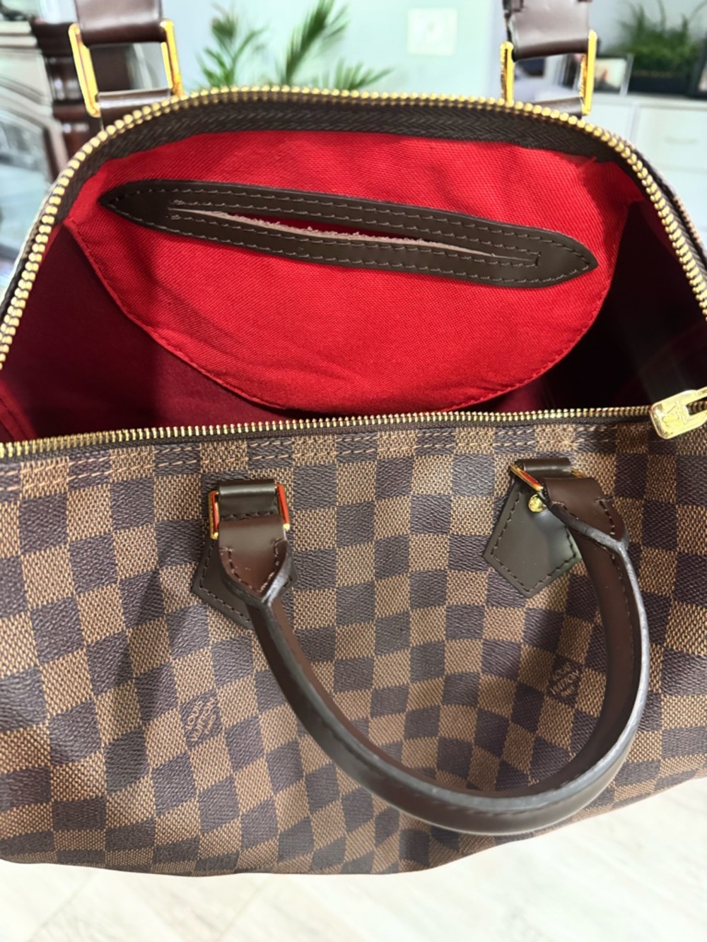 Bag Brown Satchel with Red Interior and Gold Hardware - Picture 10 of 10